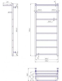 Водяна сушка для рушників Mario Inox Hotel 1170х530/500 з полицею нержавіюча сталь хром 4820258986828