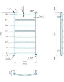 Водяна сушка для рушників Mario Inox Класик 770х430/400 нержавіюча сталь хром 4820258986873