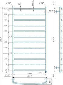 Водяна сушка для рушників Mario Inox Класик 1170х630/600 нержавіюча сталь хром 4820258986927