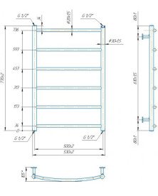 Водяна сушка для рушників Mario Inox Класик HP 770х530/500 нержавіюча сталь хром 4820258986958