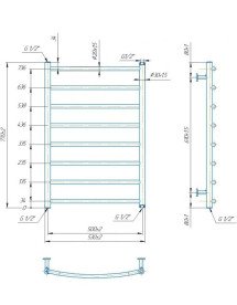 Водяна сушка для рушників Mario Inox Класик 770х530/500 нержавіюча сталь білий мат 4820258988907