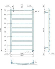 Водяной полотенцесушитель Mario Inox Классик 970х530/500 нержавеющая сталь черный мат 4820258988921