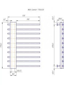 Водяний сушка для рушників Mario Inox Комфорт 770x530/50 хром 4820258986989