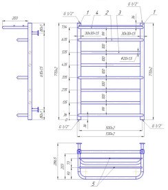 Водяной полотенцесушитель Mario Inox Люксор 770х530/500 с полкой нержавеющая сталь хром 4820258987108