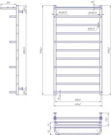Водяной полотенцесушитель Mario Inox Люксор 1170х630/600 с полкой нержавеющая сталь хром 4820258987122