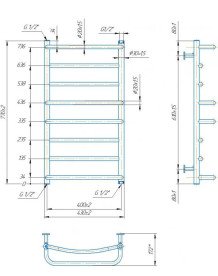 Водяной полотенцесушитель Mario Inox Люкс 770х430/400 нержавеющая сталь хром 4820258987016