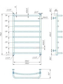 Водяна сушка для рушників Mario Inox Люкс 770х530/500 нержавіюча сталь хром 4820258987023