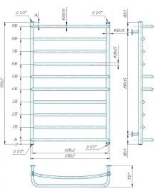 Водяна сушка для рушників Mario Inox Люкс 970х630/600 нержавіюча сталь хром 4820258987054