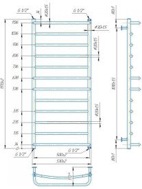 Водяна сушка для рушників Mario Inox Люкс 1170х530/500 нержавіюча сталь хром 4820258987061