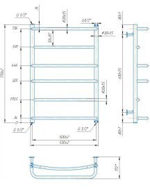 Водяна сушка для рушників Mario Inox Люкс HP 770х530/500 нержавіюча сталь хром 4820258987078