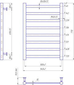 Водяной полотенцесушитель Mario Inox Модена 770х540/500 нержавеющая сталь хром 4820258987184