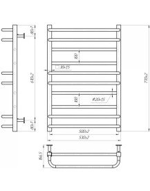 Водяной полотенцесушитель Mario Inox Премиум Люкс 770х540/500 нержавеющая сталь хром 4820258987221