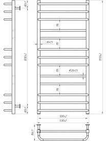 Водяна сушка для рушників Mario Inox Преміум Люкс 1170х540/500 нержавіюча сталь хром 4820258987238