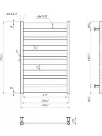 Водяна сушка для рушників Mario Inox Санті 770х530/500 нержавіюча сталь хром 4820258987276