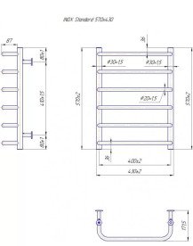 Водяной полотенцесушитель Mario Inox Стандарт 570х430/400 нержавеющая сталь хром 4820258987290