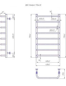 Водяной полотенцесушитель Mario Inox Стандарт 770х430/400 нержавеющая сталь хром 4820258987313