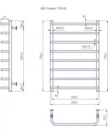 Водяна сушка для рушників Mario Inox Стандарт 770х530/500 нержавіюча сталь хром 4820258987320