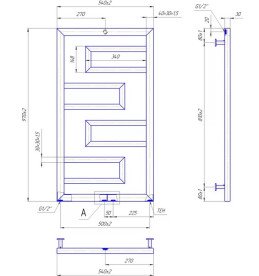 Водяной полотенцесушитель Mario Inox Талия 970х540/500/50 нержавеющая сталь хром 4820258987351