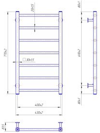Водяной полотенцесушитель Mario Inox Токио 770х430/400 нержавеющая сталь хром 4820258988808