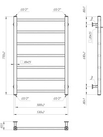 Водяной полотенцесушитель Mario Inox Токио 770x530/500 нержавеющая сталь сатин 4820258989034