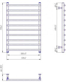 Водяной полотенцесушитель Mario Inox Турин 770х530/500 нержавеющая сталь хром 4820258987436