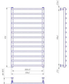 Водяной полотенцесушитель Mario Inox Турин 970х530/500 нержавеющая сталь хром 4820258987443
