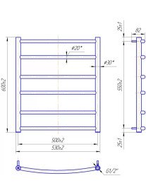 Водяной полотенцесушитель Mario Классик 600x530/500 черный матовый 4820258983087