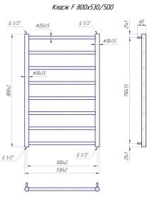 Водяна рушникосушка Mario Класік F 800x530/500 чорний мат 4820111357376