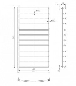 Водяний полотенцесушитель Mario Класик 1200х630 / 600 мм хром 4820111350032