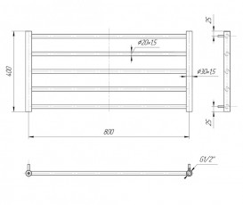 Водяной полотенцесушитель Mario Классик Сити 400х830/800 мм 4820111354504