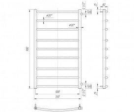 Водяной полотенцесушитель Mario Классик Б/П 1/2
