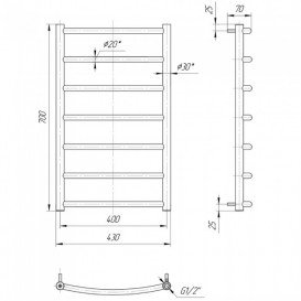 Водяной полотенцесушитель Mario Классик 700x430/400 мм нержавеющая сталь 4820111350308