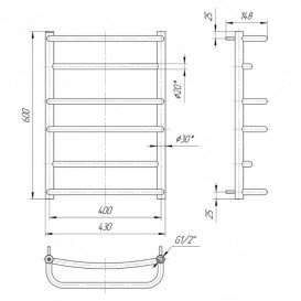 Водяной полотенцесушитель Mario Люкс 600x430/400 мм нержавеющая сталь 4820111350322