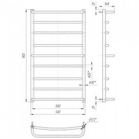 Водяной полотенцесушитель Mario Люкс 900x530/500 мм нержавеющая сталь 4820111350377