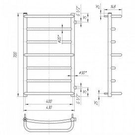 Водяной полотенцесушитель Mario Люкс Б/П 1/2'' 700x450/600 мм нержавеющая сталь 4820111353545