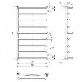 Водяной полотенцесушитель Mario Люкс Б/П 1/2'' 900x550/800 мм нержавеющая сталь 4820111353569