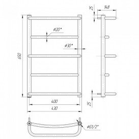 Водяной полотенцесушитель Mario Люкс НР 650х430/400 мм нержавеющая сталь 4820111351367