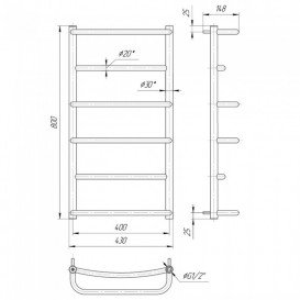 Водяной полотенцесушитель Mario Люкс НР 800x430/400 мм нержавеющая сталь 4820111351350
