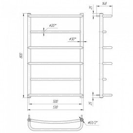 Водяной полотенцесушитель Mario Люкс НР 800x530/500 мм нержавеющая сталь 4820111351305