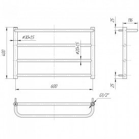 Водяний полотенцесушитель Mario Люкс Сіті 400x630 / 600 мм нержавіюча сталь 4820111354511