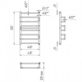 Водяной полотенцесушитель Mario Ница 700х430/400 мм 4820111353231