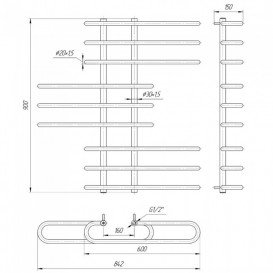 Водяний полотенцесушитель Mario Парус 900x850 / 160 мм нержавіюча сталь 4820111350568