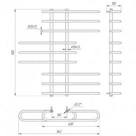 Водяной полотенцесушитель Mario Парус 900x850/160 мм нержавеющая сталь 4820111350568