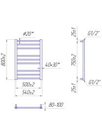 Водяной полотенцесушитель Mario Премиум Классик 800x540/500 белый глянцевый 4820111357383