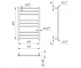 Водяний полотенцесушитель Mario Преміум Класик 800x540x500 4820111352050