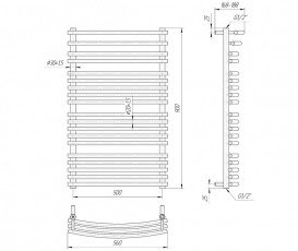 Водяной полотенцесушитель Mario Премиум Марио 900x560x500 4820111352890