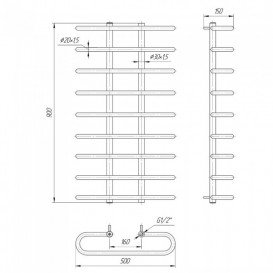 Водяний полотенцесушитель Mario Сахара 900x500 / 160 мм нержавіюча сталь 4820111350483