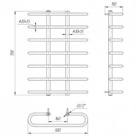 Водяной полотенцесушитель Mario Сахара 700x500/160 мм нержавеющая сталь 4820111350469