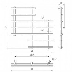 Водяний полотенцесушитель Mario Сонет 720x730 / 600 мм нержавіюча сталь 4820111350704