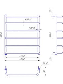 Водяной полотенцесушитель Mario Стандарт 600x530/500 черный мат 4820258983117